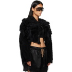 Rick Owens Black Tower Collage Cropped Shearling Bomber Jacket