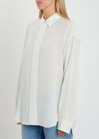 Calvin Klein Amari Draped-trim Silk Shirt White