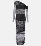 The Sei One-shoulder ruched mesh midi dress