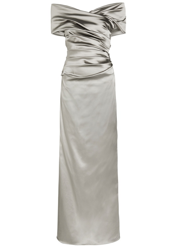 Photo: Talbot Runhof Gathered Satin Gown Grey