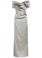 Talbot Runhof Gathered Satin Gown Grey