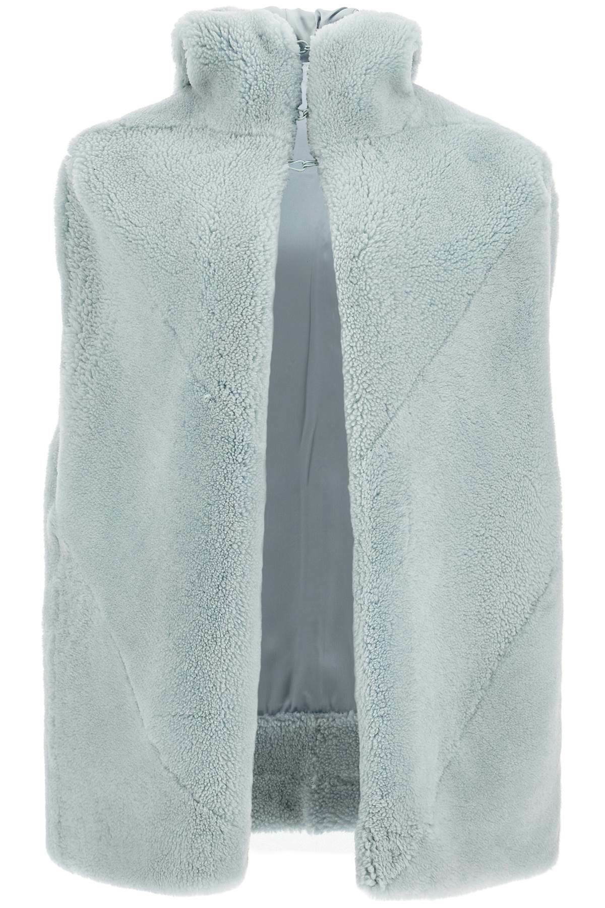 RICK OWENS shearling hooded cape with Light blue Rick Owens