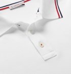 Moncler - Contrast-Tipped Cotton-Piqué Polo Shirt - White