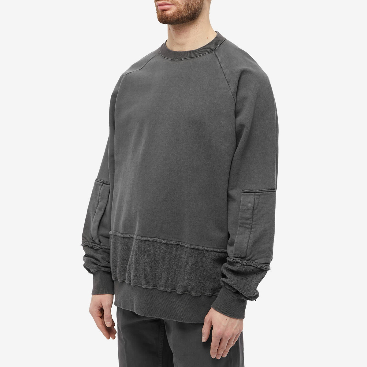 Undercoverism Men's Panel Crew Sweat in Charcoal