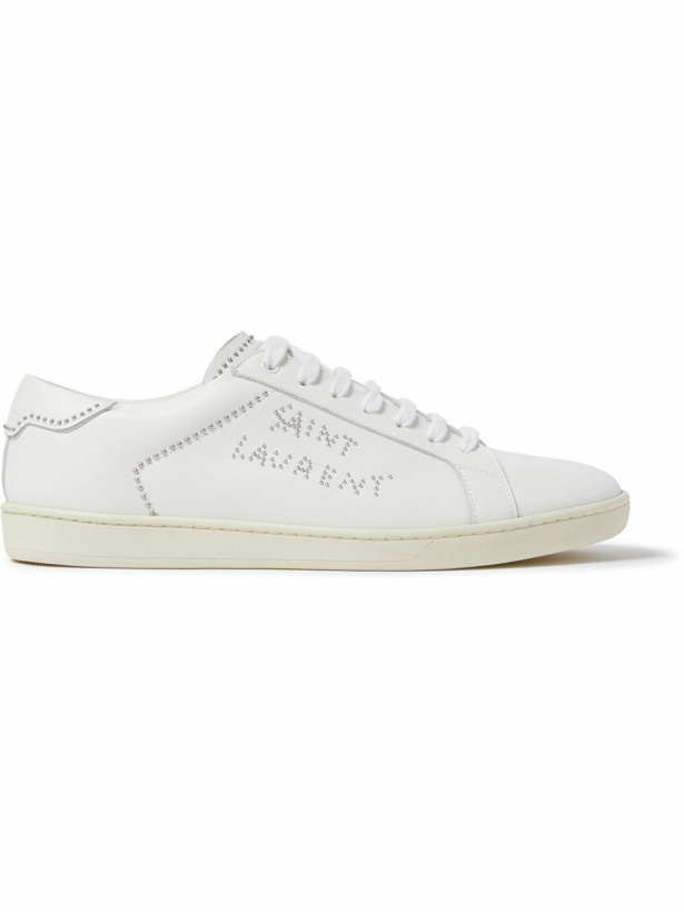Photo: SAINT LAURENT - Studded Leather Sneakers - White