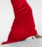 Alessandra Rich Bow-detail velvet gown