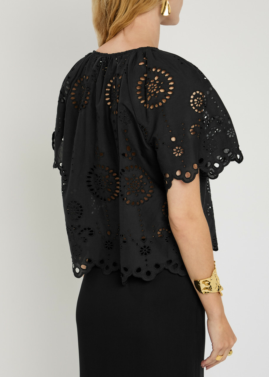 Matteau Broderie Anglaise Cotton Blouse Black