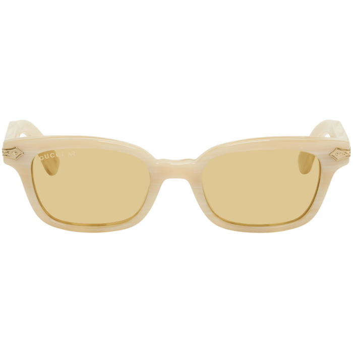 Photo: Gucci Beige Vintage Titanium Horn Sunglasses