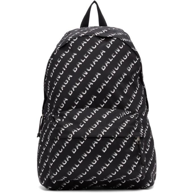 Photo: Balenciaga Black and White Gradient Logo Wheel Backpack