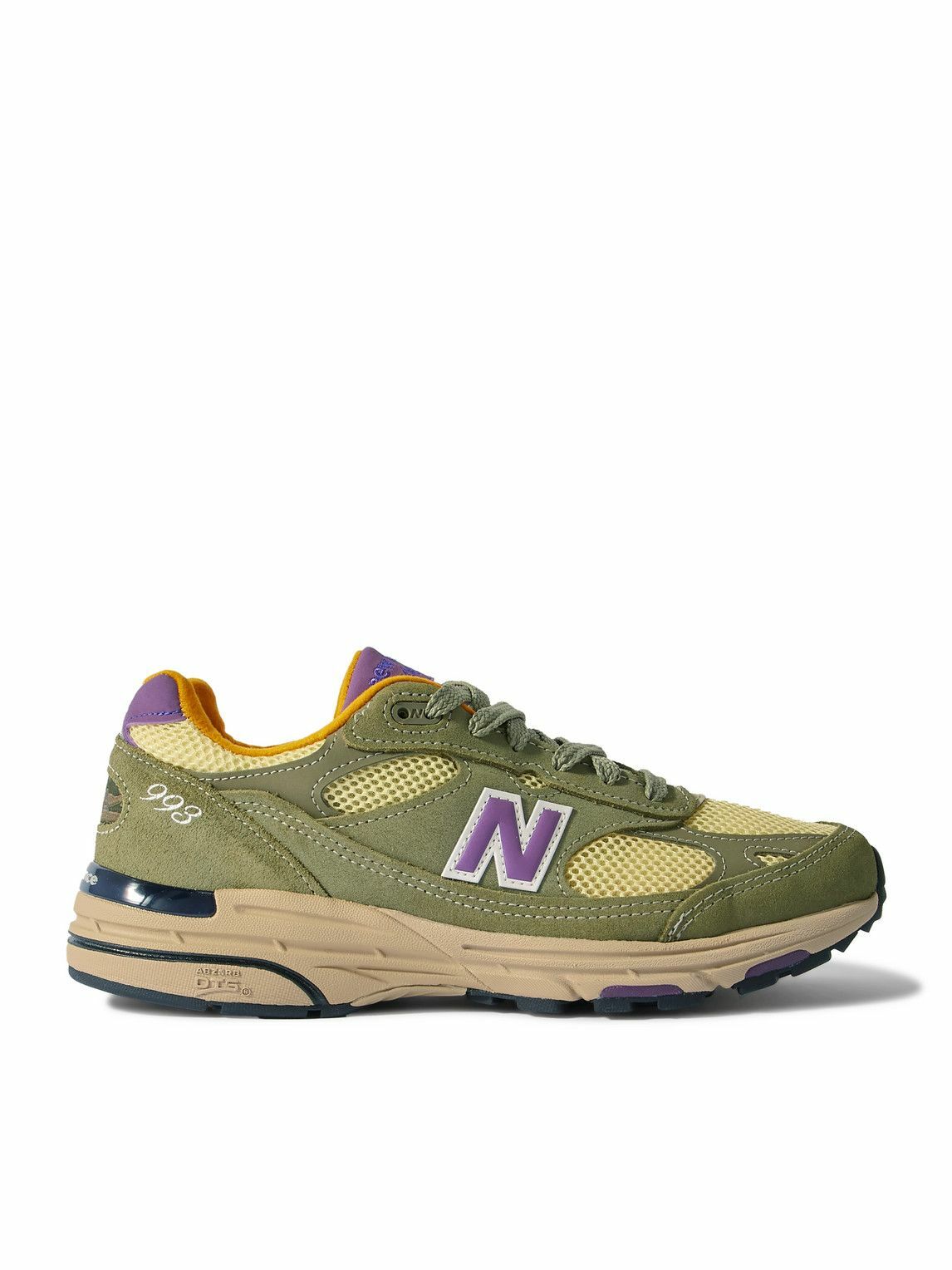 New Balance - 993 Leather-Trimmed Mesh and Suede Sneakers  display picture 2
