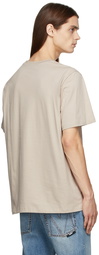 MSGM Beige Micro Logo T-Shirt