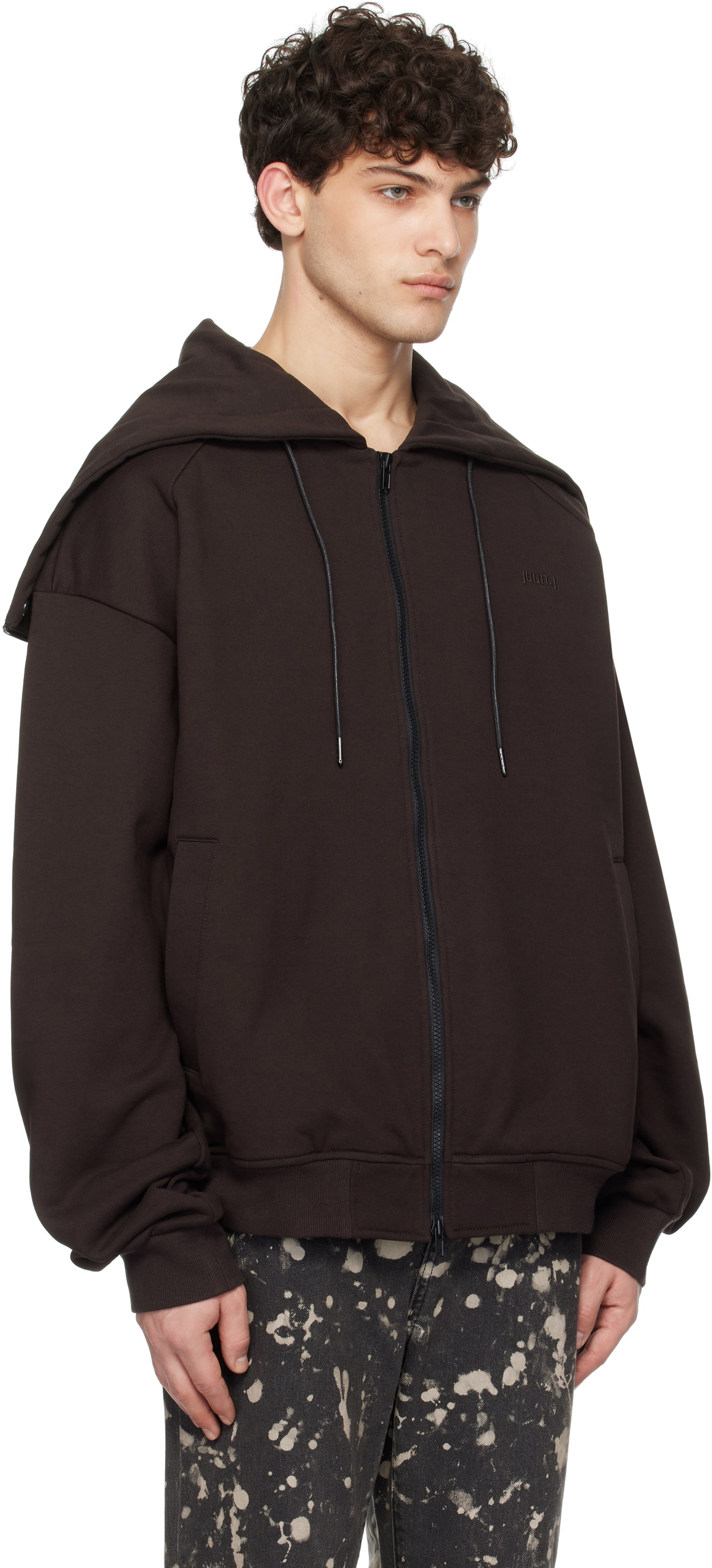 Juun.J Brown Transformable Hoodie
