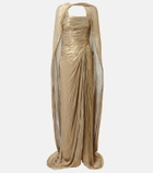 Marmar Halim Pleated caped bustier gown