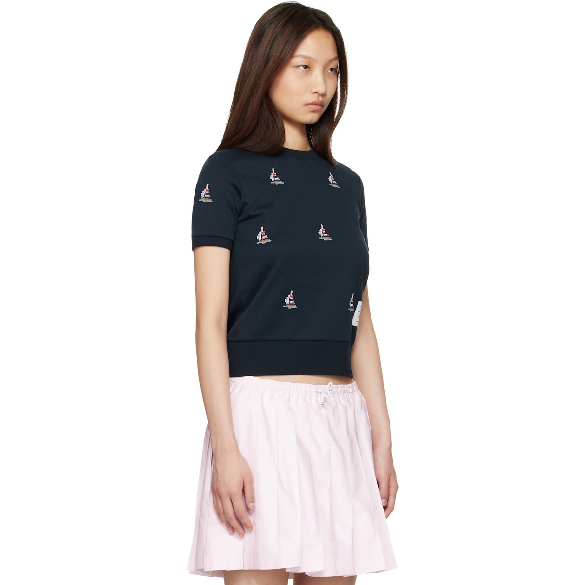 Thom Browne Navy Cotton Milano Sailboat Rib T-shirt