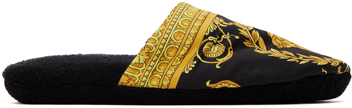 Photo: Versace Underwear Black & Yellow Baroque Slippers