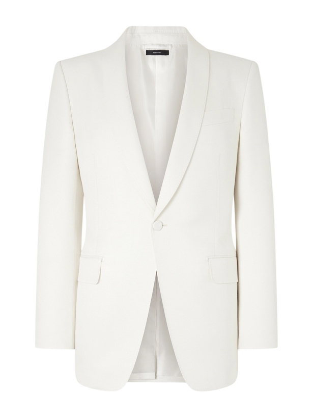 Photo: TOM FORD - Shawl-Collar Wool and Silk-Blend Faille Tuxedo Jacket - White