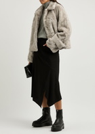 Meotine Kelly Cropped Faux fur Jacket Grey