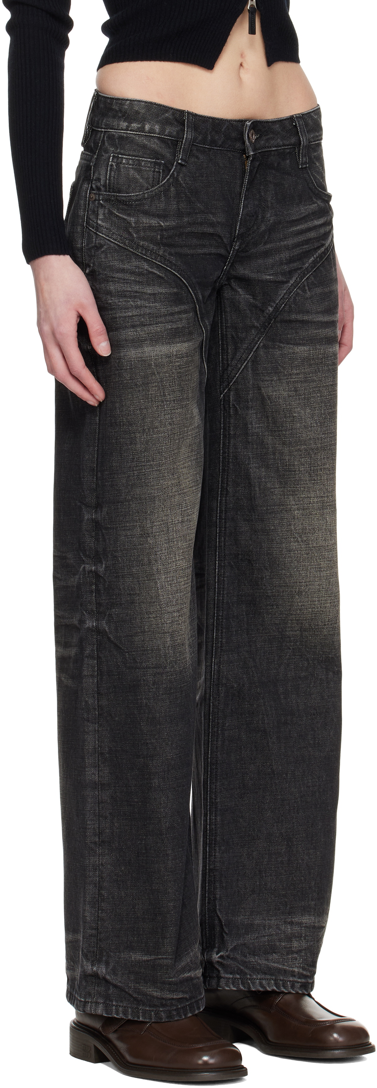 Fax Copy Express Black Dirty Wash Straight Jeans Fax Copy Express