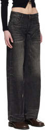 Fax Copy Express Black Dirty Wash Straight Jeans