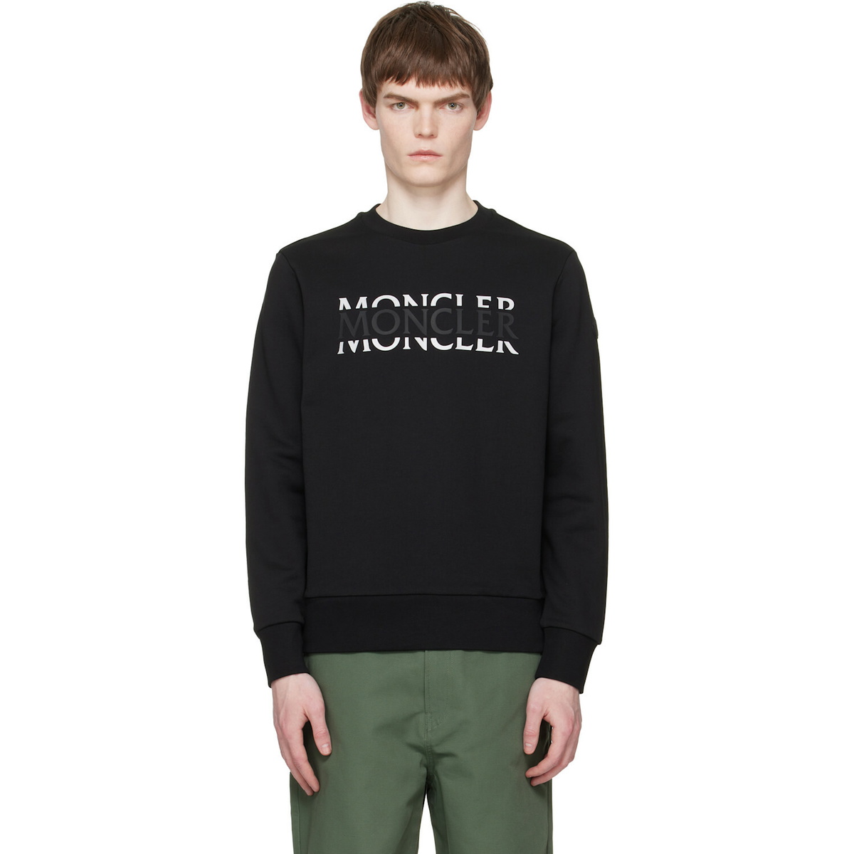 Moncler Black Logo Cotton Jersey Long Sleeve Sweatshirt