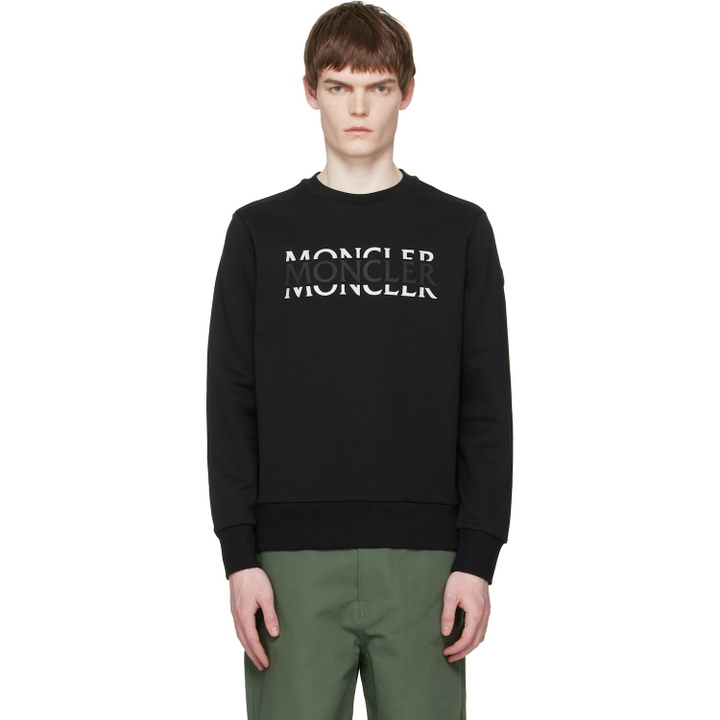 Photo: Moncler Black Logo Cotton Jersey Long Sleeve Sweatshirt