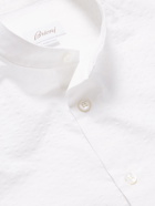 Brioni - Grandad-Collar Cotton-Seersucker Shirt - White
