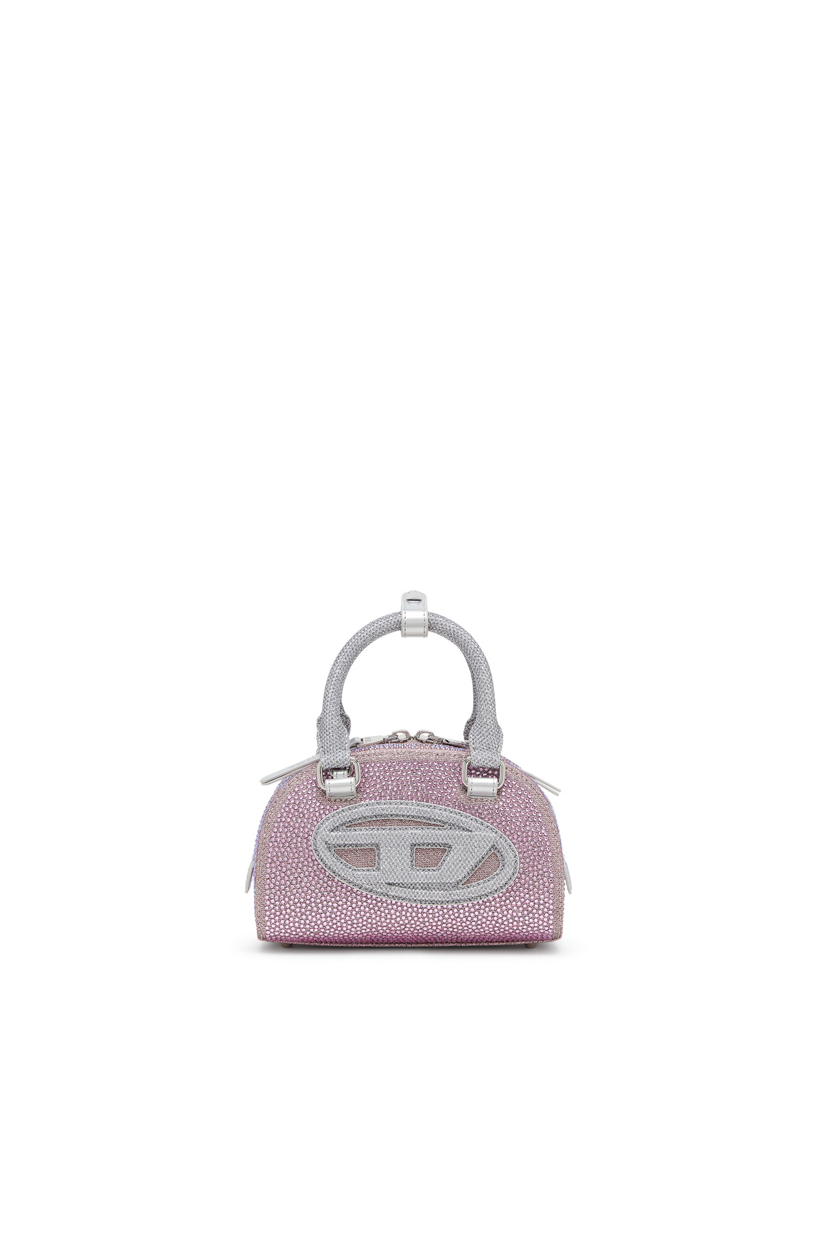 Diesel 1DR Dome - Small bowling bag in crystal Lurex - Crossbody Bags Womens in Pink
