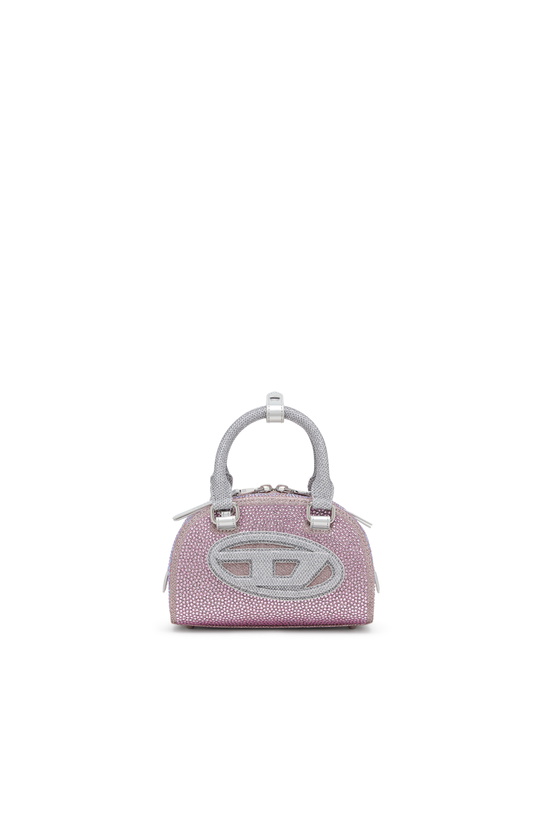 Photo: Diesel 1DR Dome - Small bowling bag in crystal Lurex - Crossbody Bags Womens in Pink
