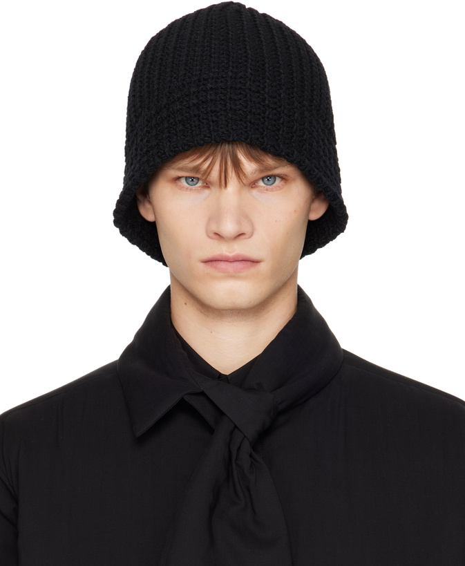 Photo: YOHJI YAMAMOTO Black Cardigan Stitch Knit Beanie