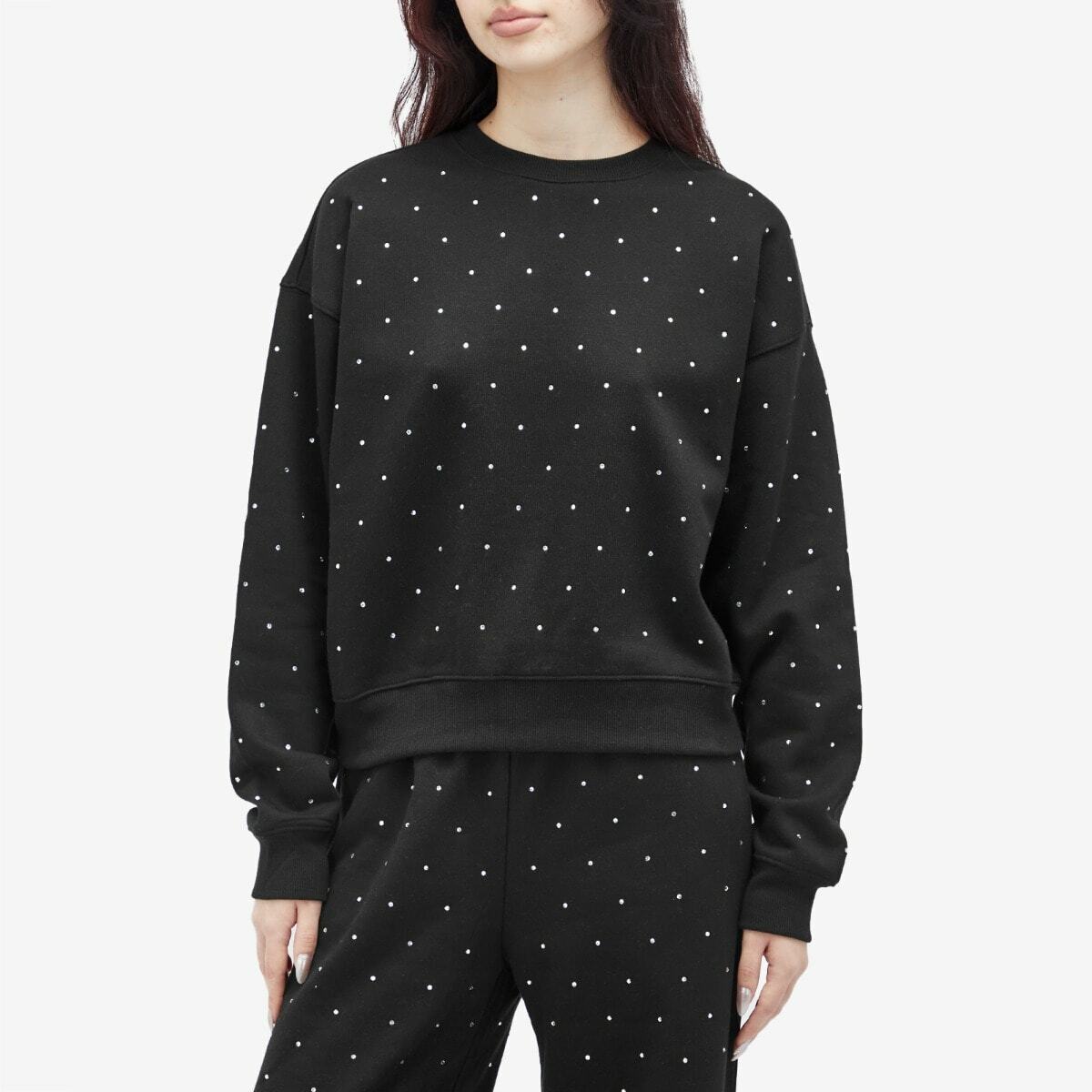Good American Women's Crystal Crewneck Sweatshirt in Black