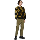 Dries Van Noten Black and Yellow Hefel Embroidered Sweatshirt
