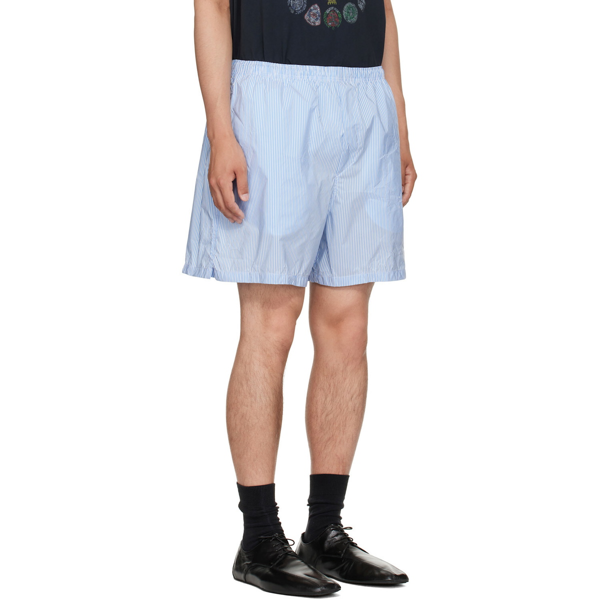 Balenciaga Blue & White Technical Stripes Boxer Shorts