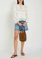 Rixo Diann Embroidered Cotton top Ivory