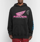 Rhude - Oversized Logo-Print Cotton-Jersey Hoodie - Men - Black