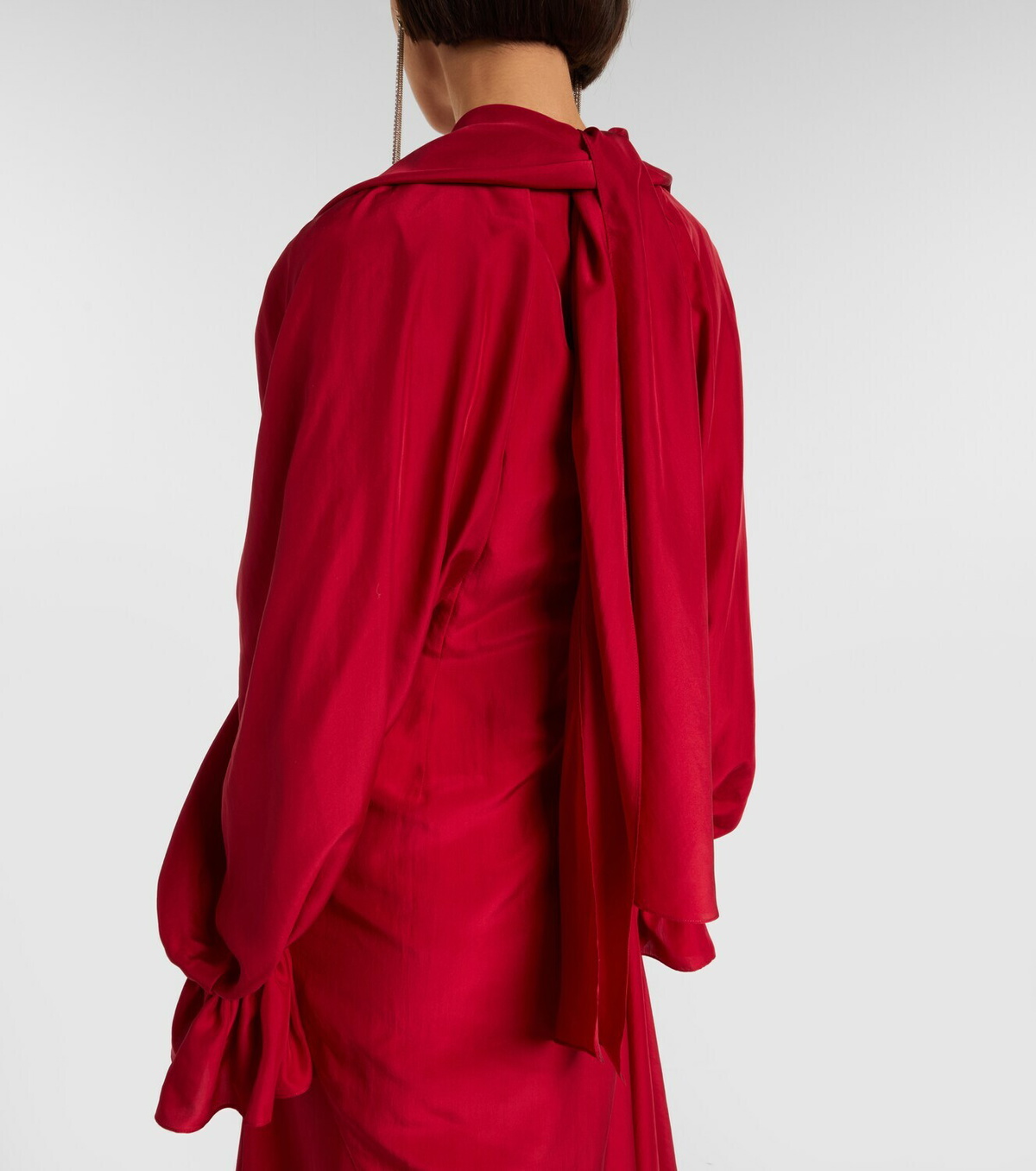 McQueen Draped floral-appliqué silk gown