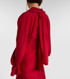 McQueen Draped floral-appliqué silk gown