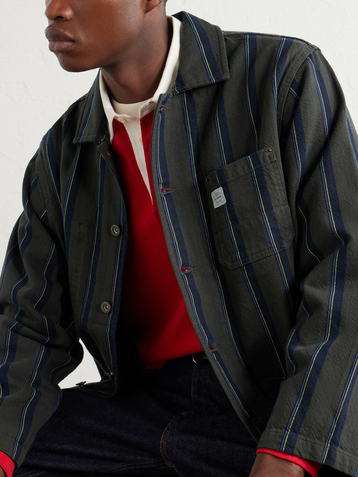 Aimé Leon Dore - Logo-Appliquéd Striped Denim Jacket - Green