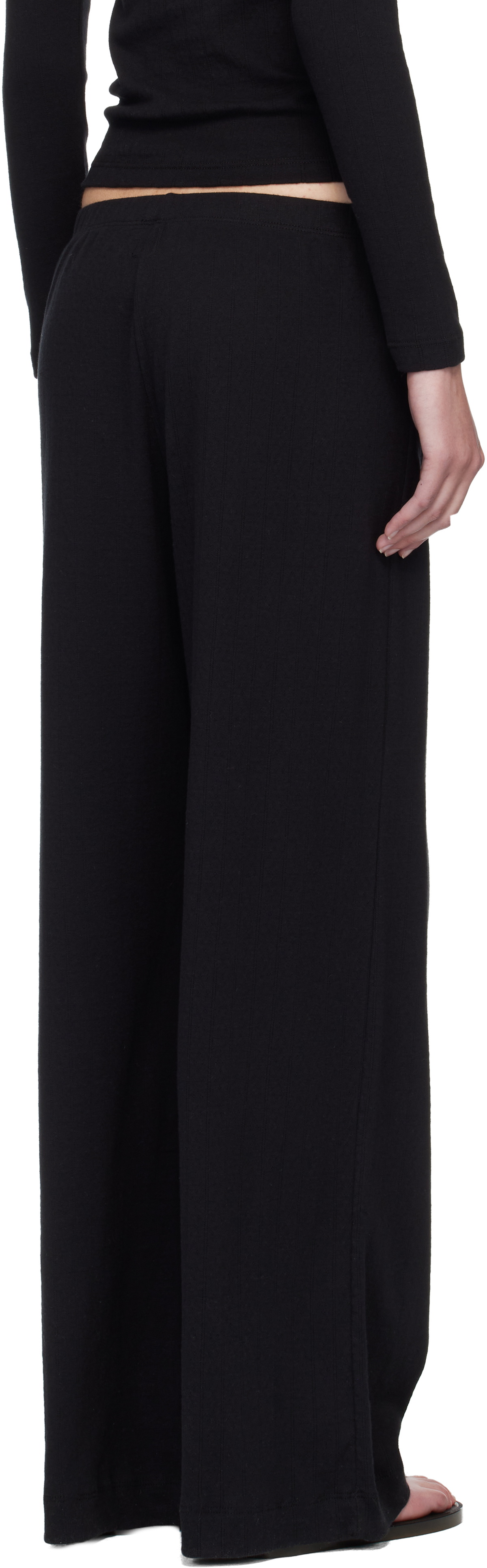 LESET Black Pointelle Boxer Lounge Pants