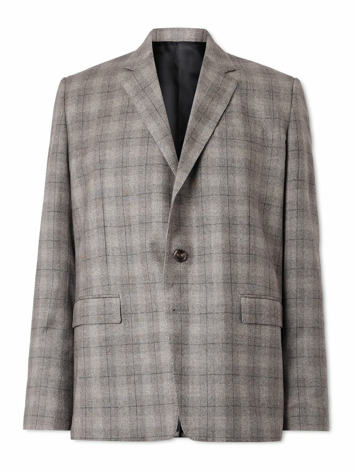 CELINE - Prince of Wales Checked Wool and Cashmere-Blend Blazer - Gray
