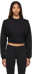 Alo Black Crop Fresh Coverup Sweatshirt