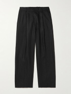 NN07 - Kay 1454 Straight-Leg Pleated Linen Trousers - Black
