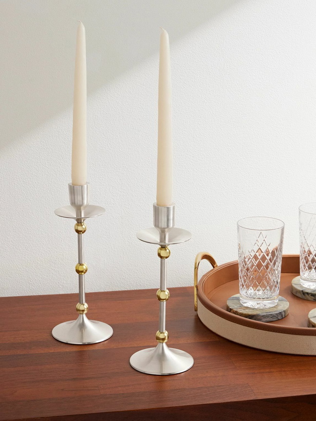 Photo: Soho Home - Set of Two Cilia Silver and Gold-Plated Candlestick Set