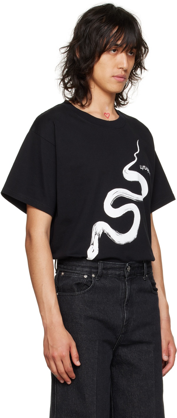 LU'U DAN Black Serpent Streak Oversized Concert T-Shirt LU'U DAN