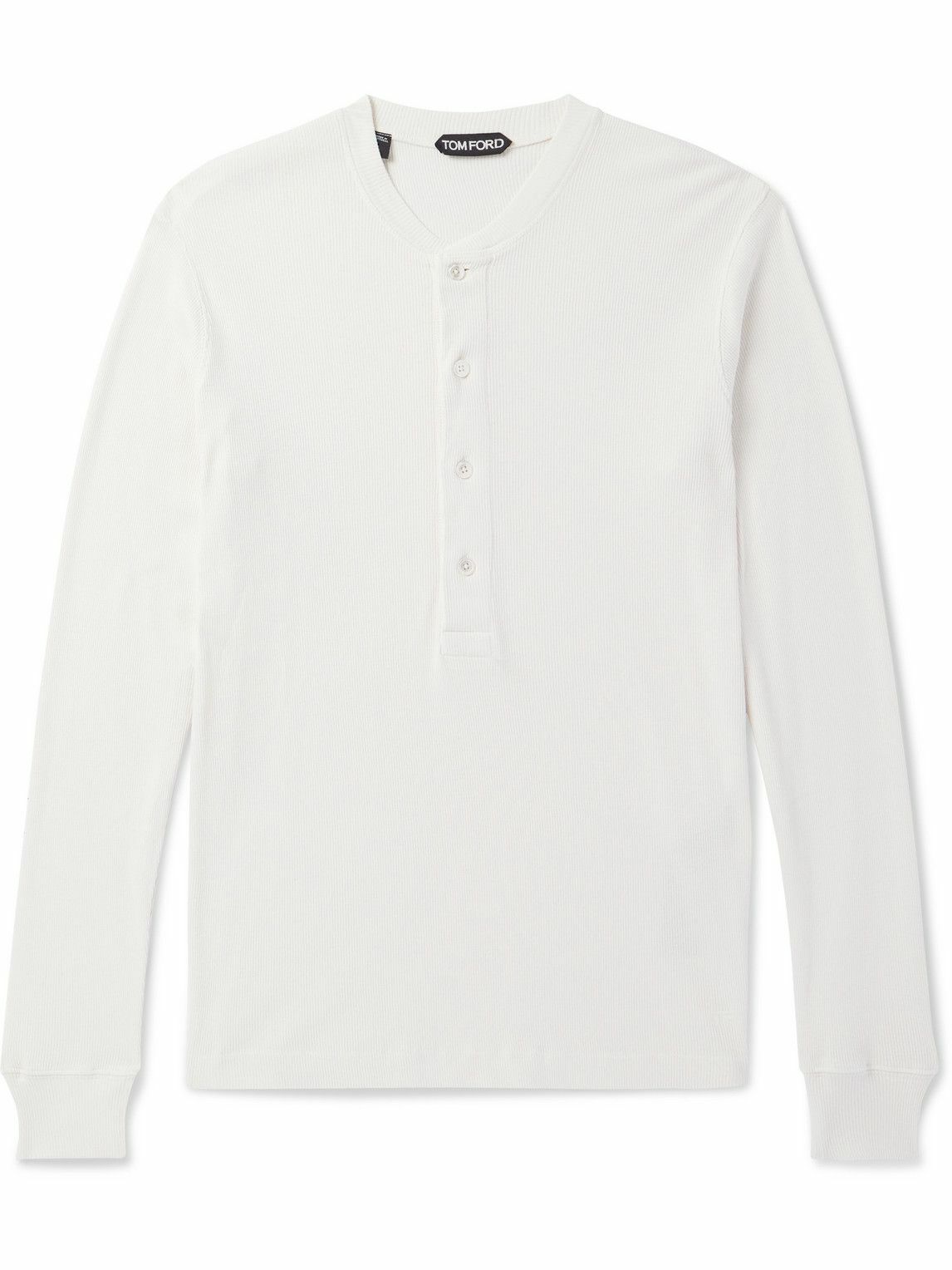 TOM FORD - Slim-Fit Ribbed Cotton and Modal-Blend Jersey Henley T