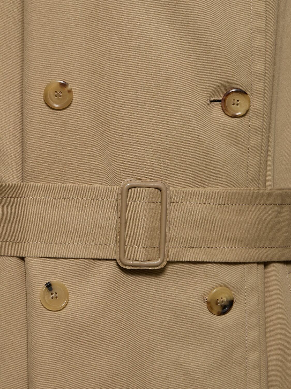 MOSCHINO Cotton Blend Gabardine Long Trench Coat Moschino