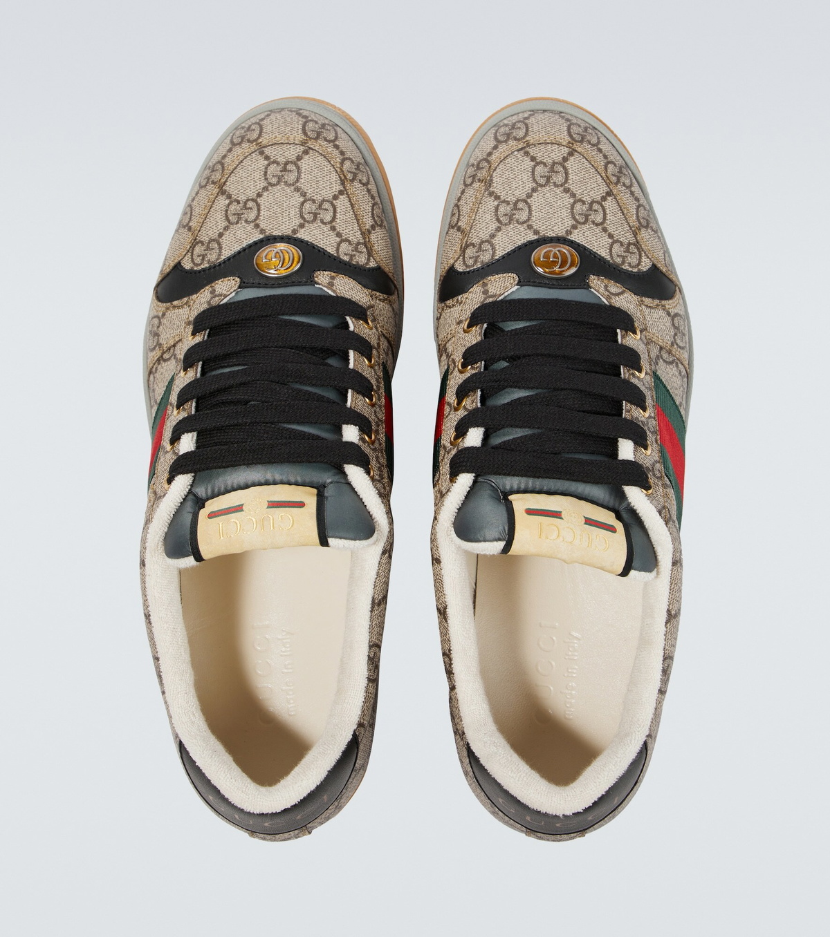 Gucci Men's Screener Signature Web Leather Low-Top Sneakers