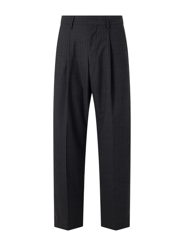 Photo: NN07 - Kay 10037 Straight-Leg Pleated Pinstriped Woven Trousers - Gray