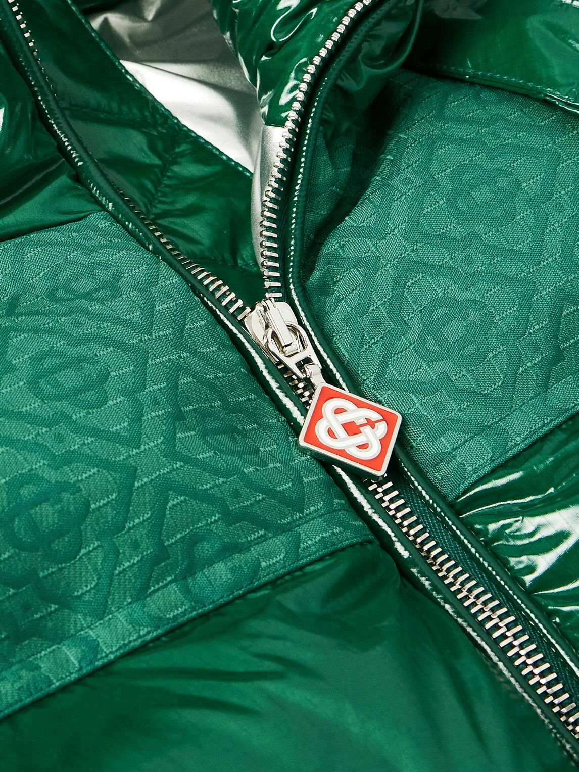Casablanca - Logo-Jacquard Canvas-Trimmed Quilted Nylon-Ripstop Hooded Down Jacket - Green