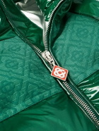 Casablanca - Logo-Jacquard Canvas-Trimmed Quilted Nylon-Ripstop Hooded Down Jacket - Green