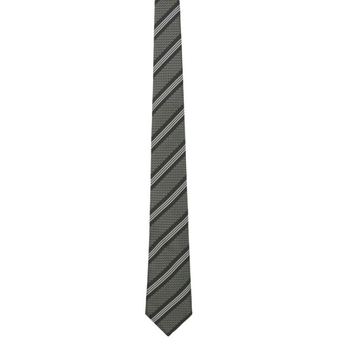 Photo: Fendi Grey Silk Forever Fendi Stripe Tie